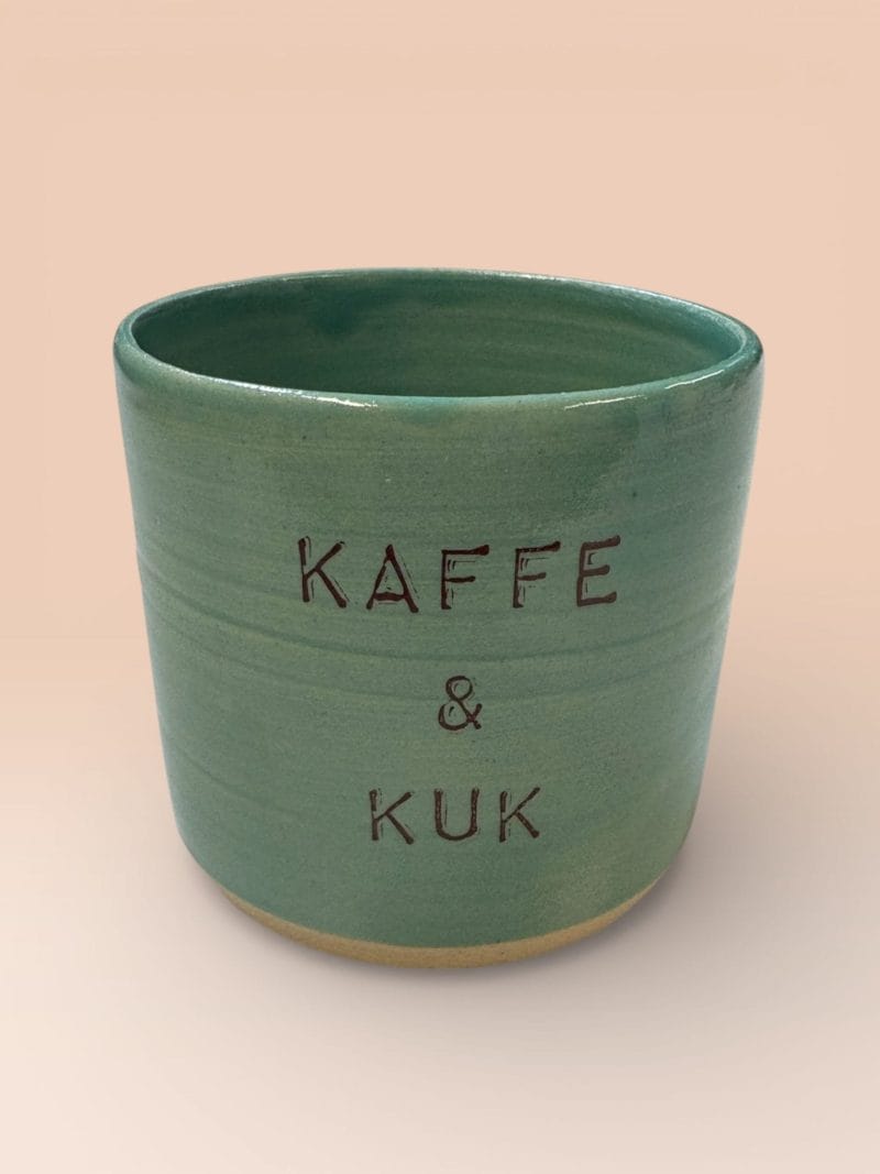 Kaffe og kuk_grønn Kaffekopp fra The Clay Lab - Kaffe & Kuk