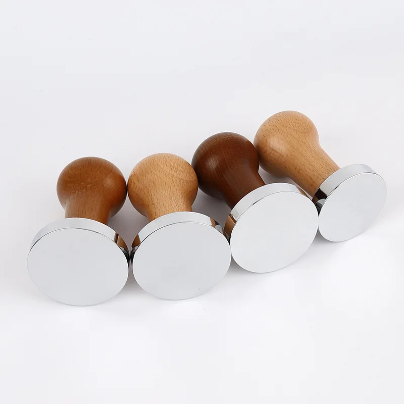 Tamper 58mm glatt underside Tamper med trehåndtak, 53 mm og 58 mm